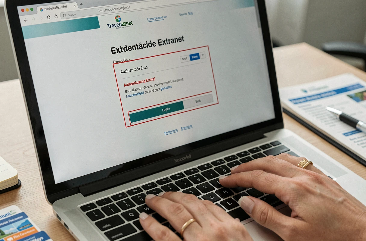 Gros plan sur un message d'erreur d'authentification affiché sur l'extranet SNCF agence famille sur un écran d'ordinateur portable
